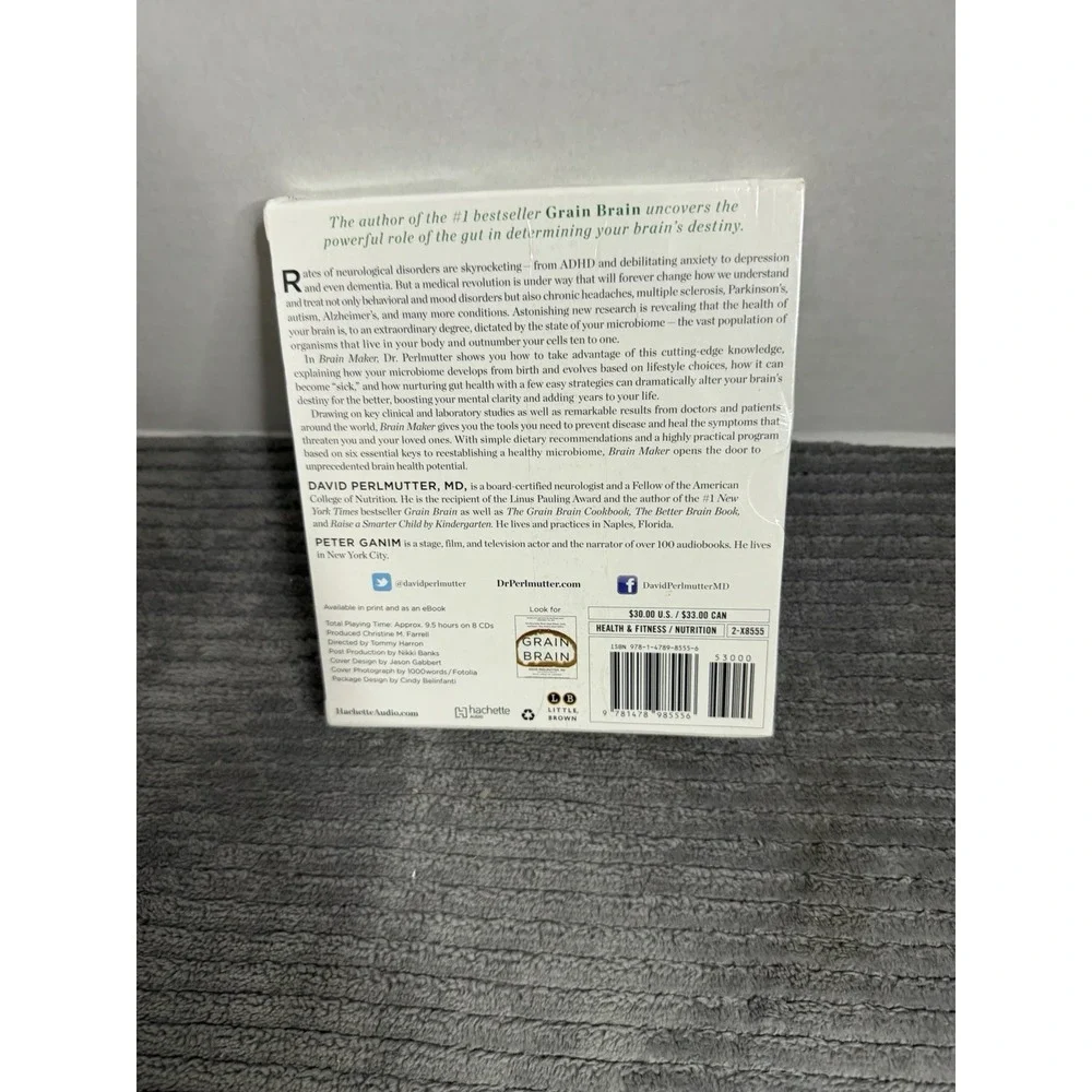 Brain Maker David Perlmutter HC 2015 Gut Microbiome Health Little Brown